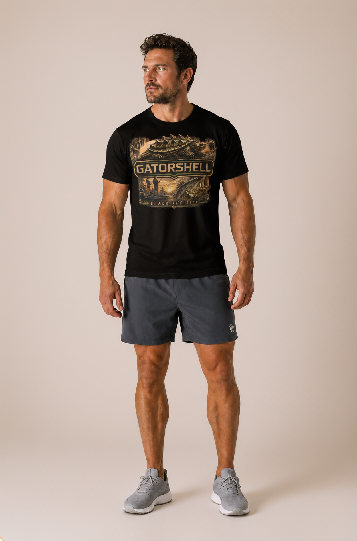 Men's Bass Fishing Tee in Black