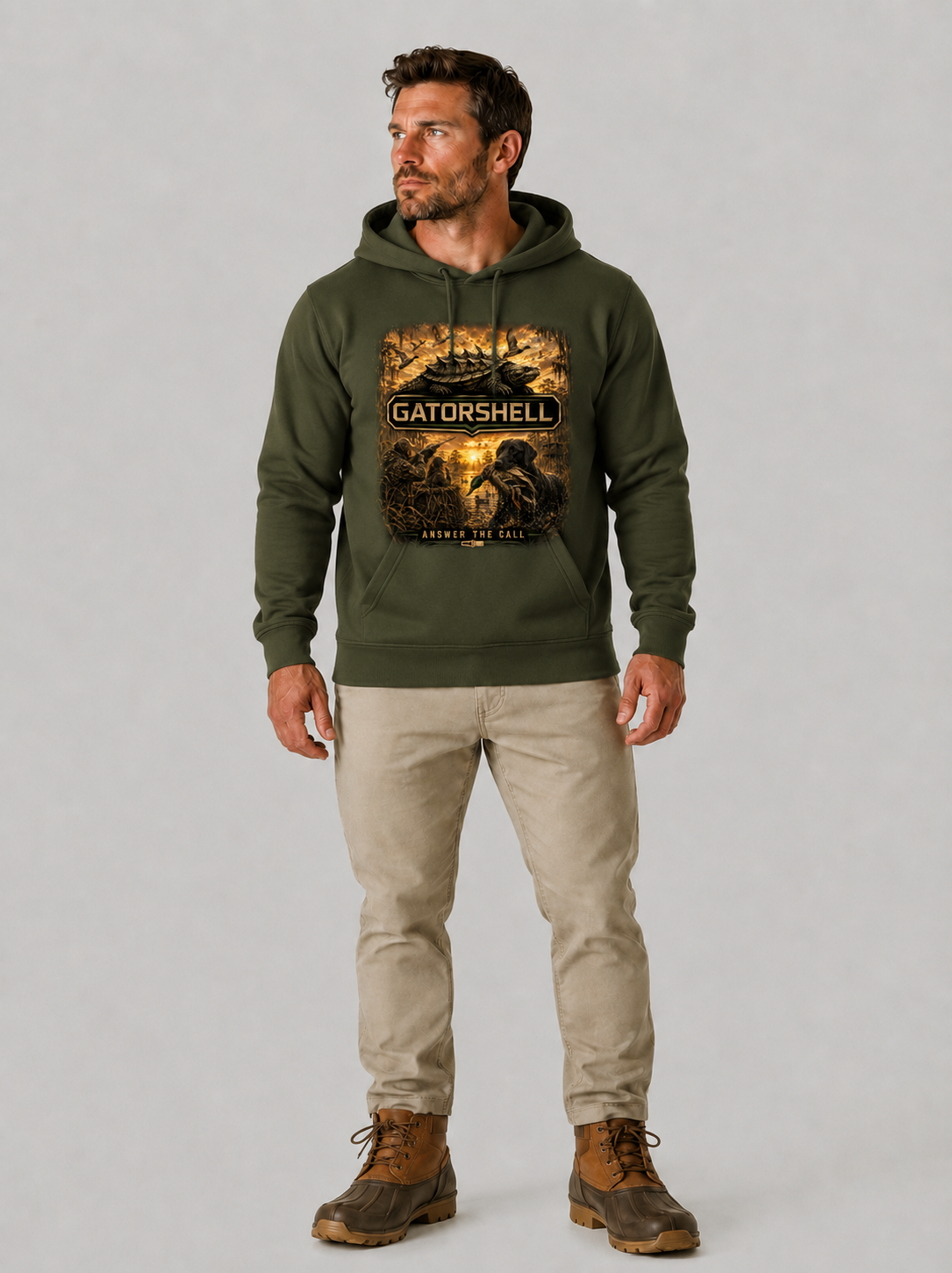 Men's Duck Hunting Hoodie in Military Green