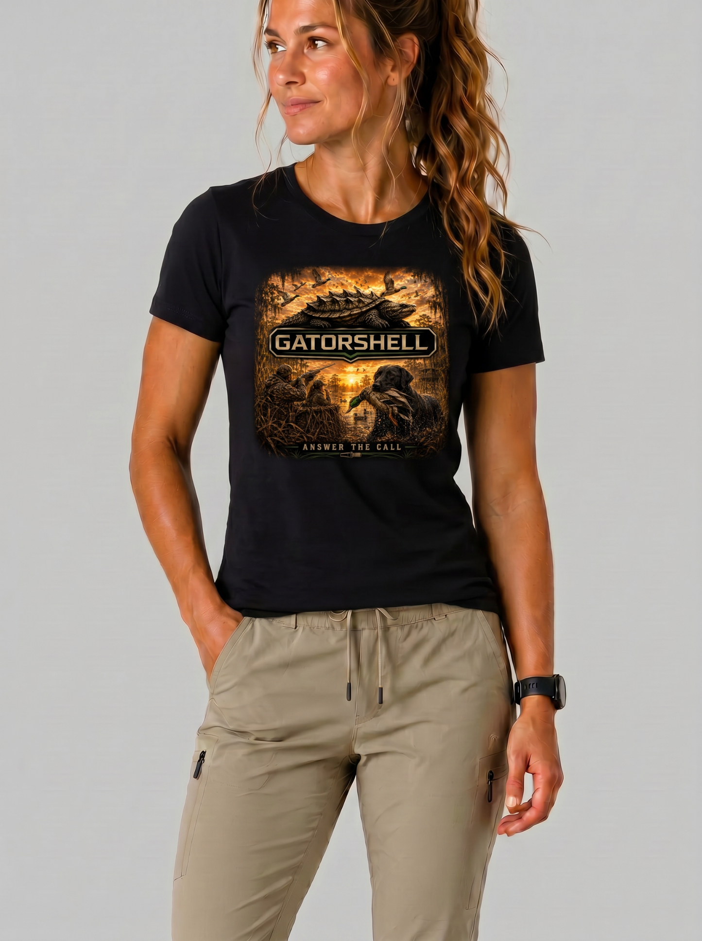 Women's Duck Hunting Tee in Black