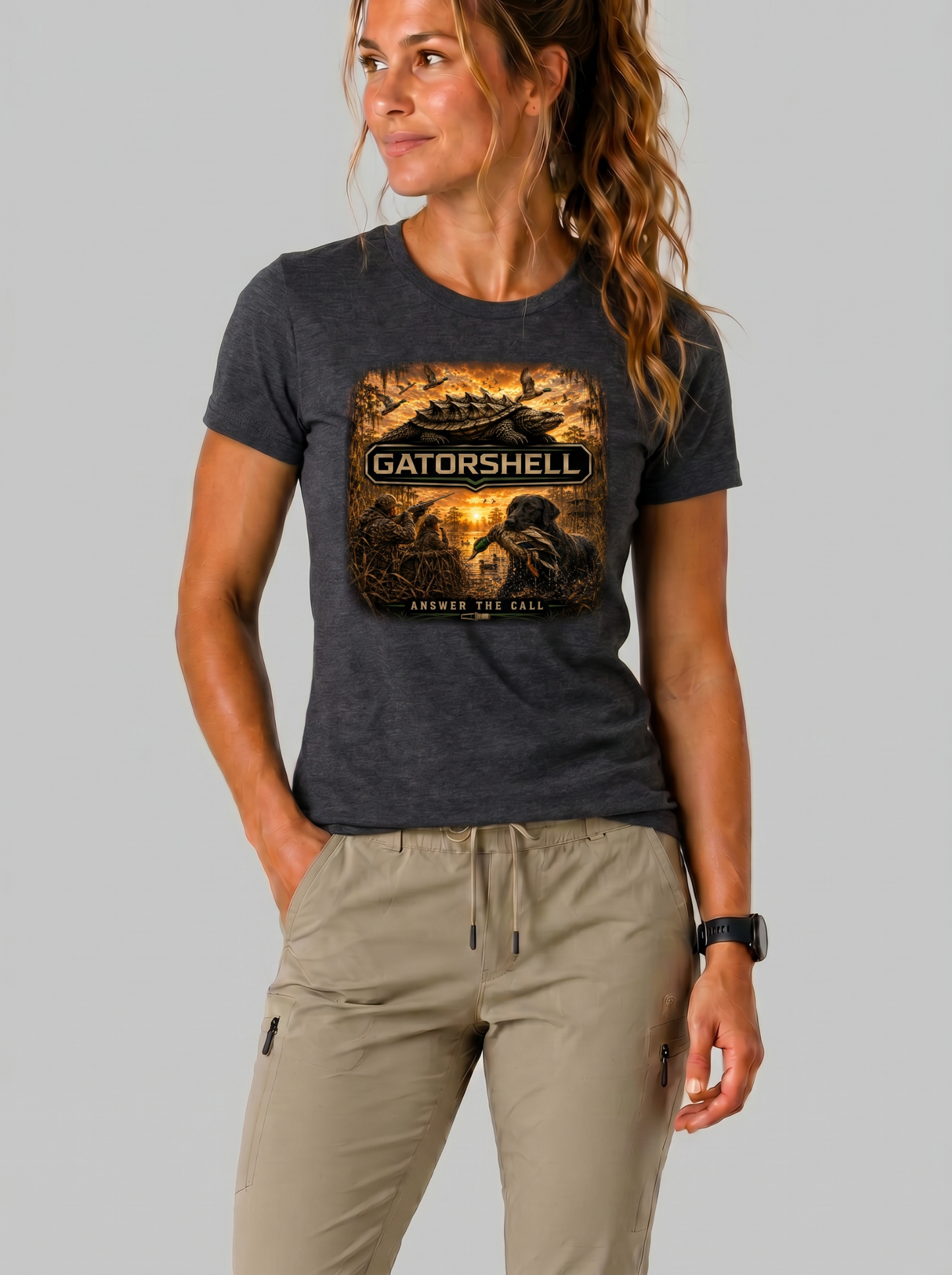 Women's Duck Hunting Tee in Charcoal Heather