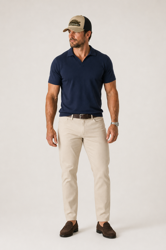 Man wearing the Limited GatorShell khaki and black cap