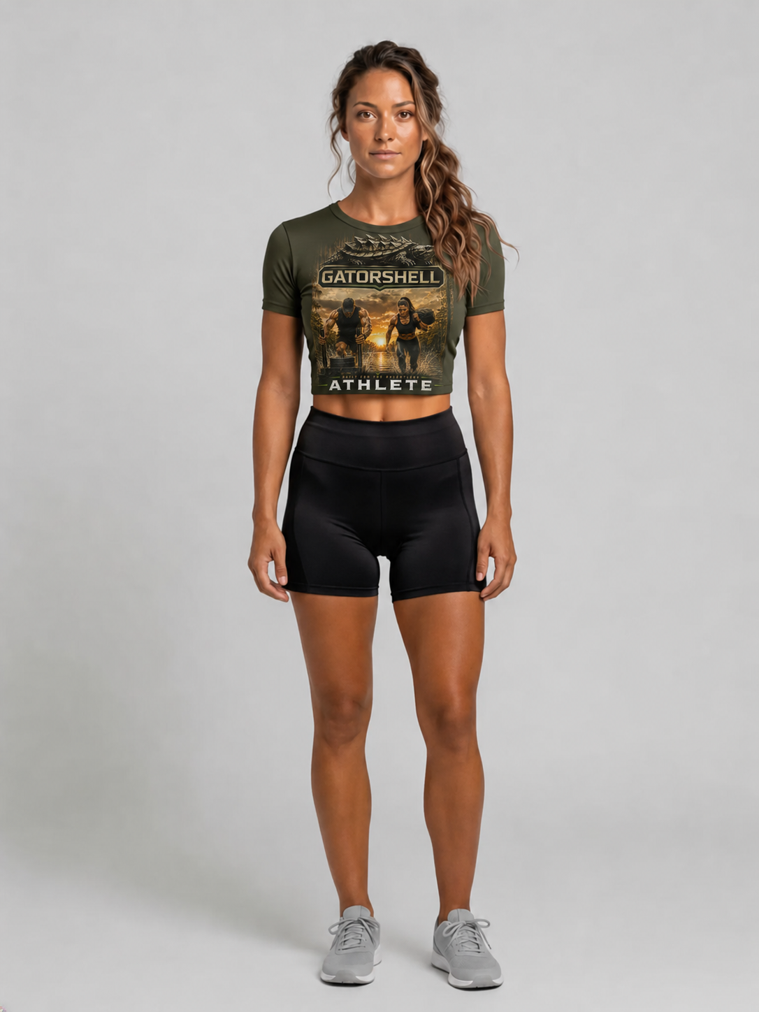 Women's GatorShell Cropped Athlete Tee in Military Green
