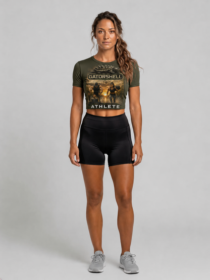 Women's GatorShell Cropped Athlete Tee in Military Green