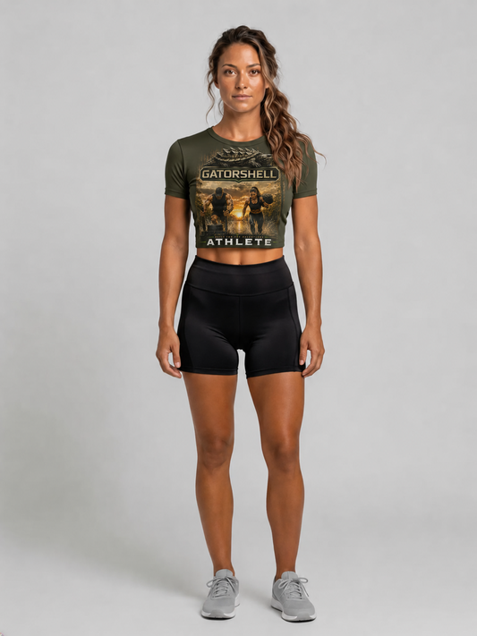 Women's GatorShell Cropped Athlete Tee in Military Green